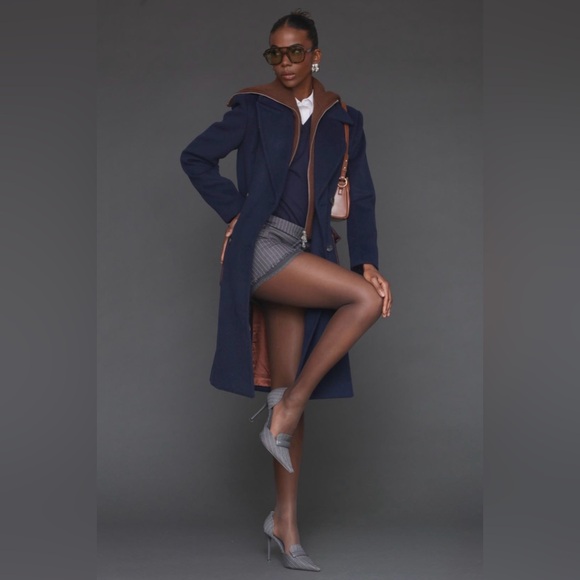 Avec Les Filles double breasted coat with cardigan dickie - Picture 4 of 16